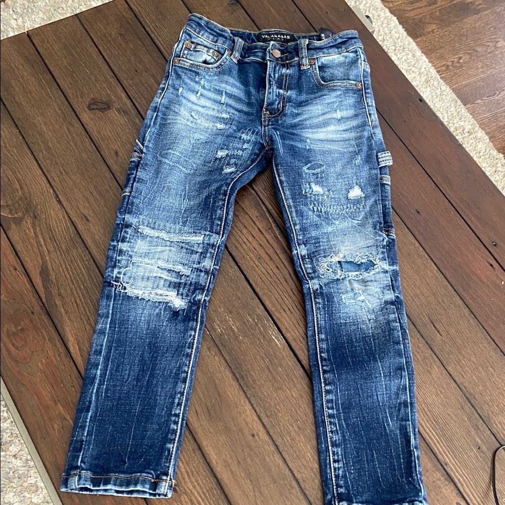 Valabasas Play Kids Denim Distressed Jeans Pockets, Size 7T